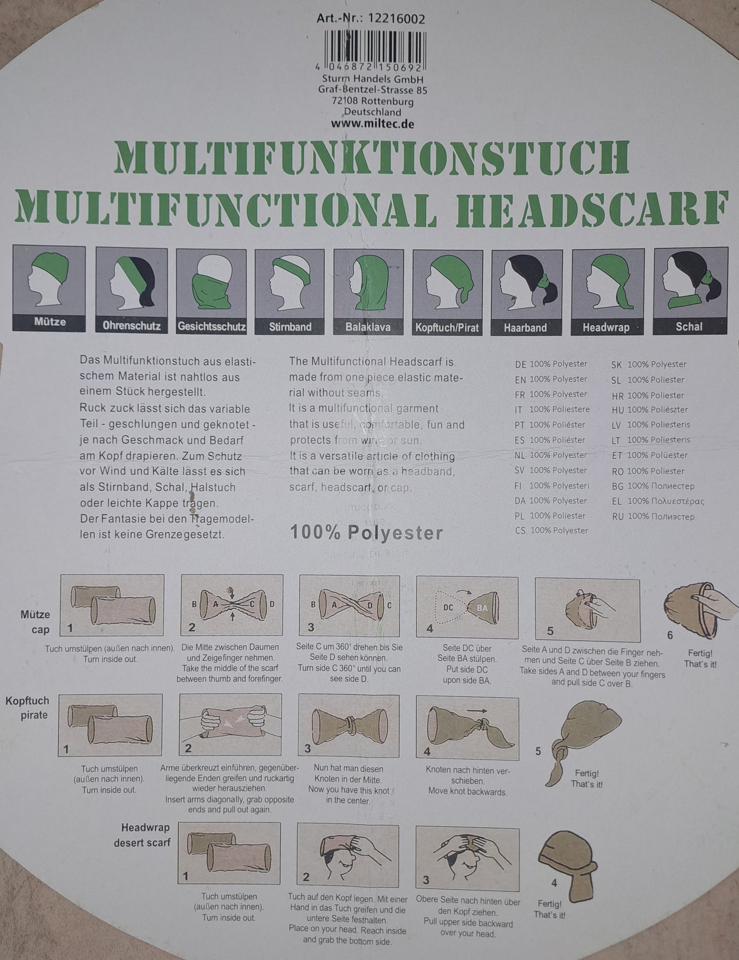 FOULARD MULTIFUNZIONALE TATTICO